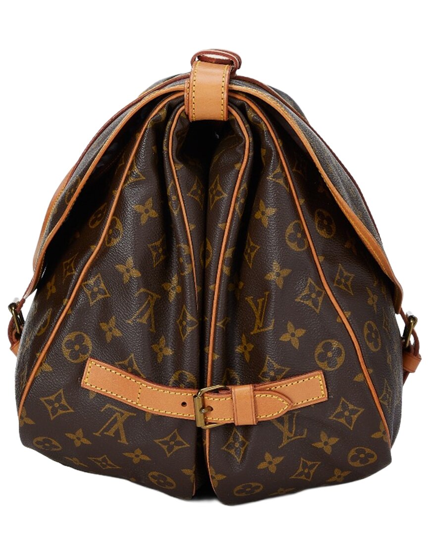 Louis Vuitton Louis Vuitton Brown Monogram Coated Canvas & Vachetta Leather Saumur 35