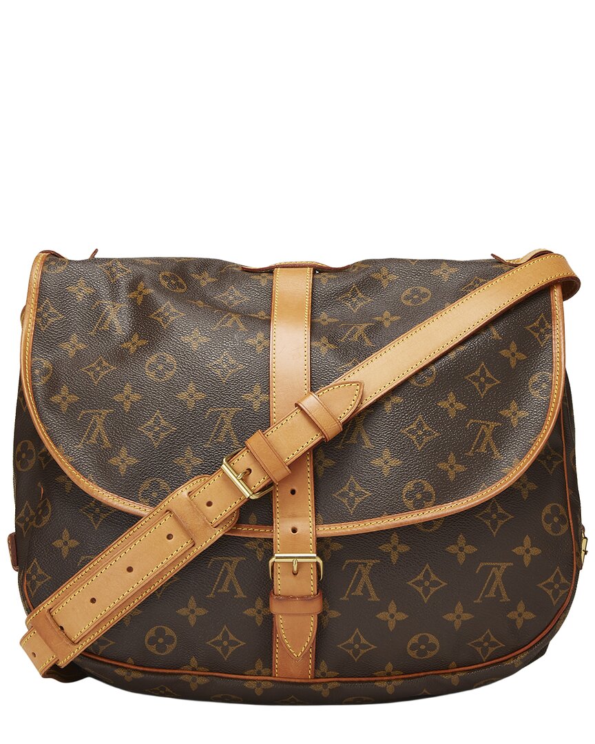 Louis Vuitton Louis Vuitton Brown Monogram Coated Canvas & Vachetta Leather Saumur 35