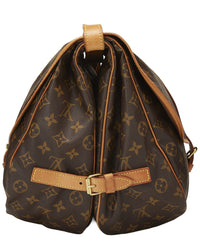 Louis Vuitton Louis Vuitton Brown Monogram Coated Canvas & Vachetta Leather Saumur 35