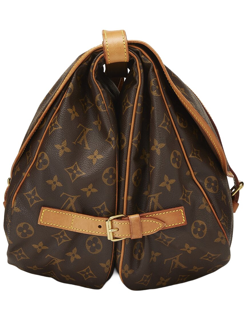 Louis Vuitton Louis Vuitton Brown Monogram Coated Canvas & Vachetta Leather Saumur 35