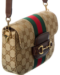 Gucci Gucci Horsebit 1955 Gg Canvas & Leather Shoulder Bag