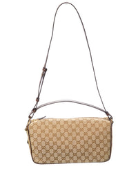 Gucci Gucci Half Horsebit Medium Gg Canvas & Leather Shoulder Bag