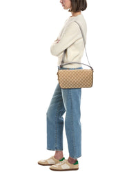 Gucci Gucci Half Horsebit Medium Gg Canvas & Leather Shoulder Bag