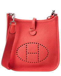 Pre-Owned Hermès Rose Jaipur Taurillon Clemence Evelyne Mini Shoulder Bag (Authentic