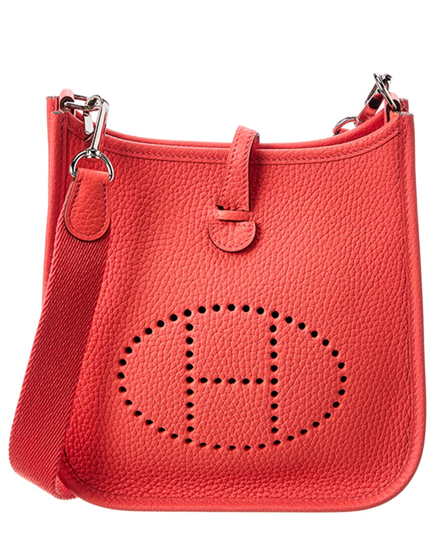 Pre-Owned Hermès Rose Jaipur Taurillon Clemence Evelyne Mini Shoulder Bag (Authentic