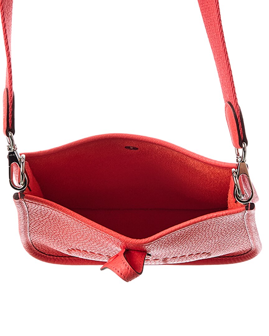 Pre-Owned Hermès Rose Jaipur Taurillon Clemence Evelyne Mini Shoulder Bag (Authentic