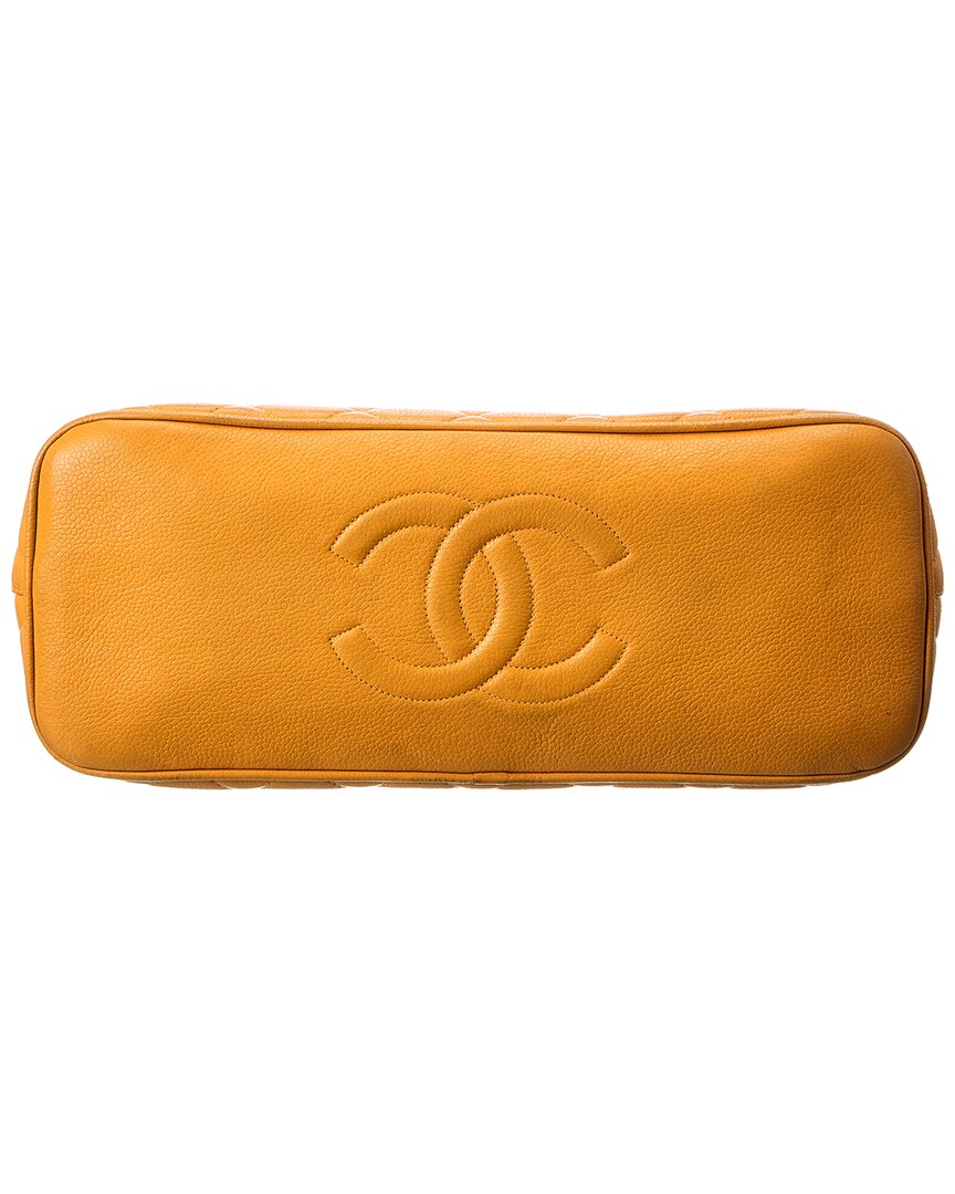Pre-Owned Chanel Yellow Lambskin Quilted Lambskin Matelasse Shoulder Bag (Authentic
