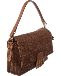 FENDI Fendi Mamma Baguette Medium Raffia Shoulder Bag