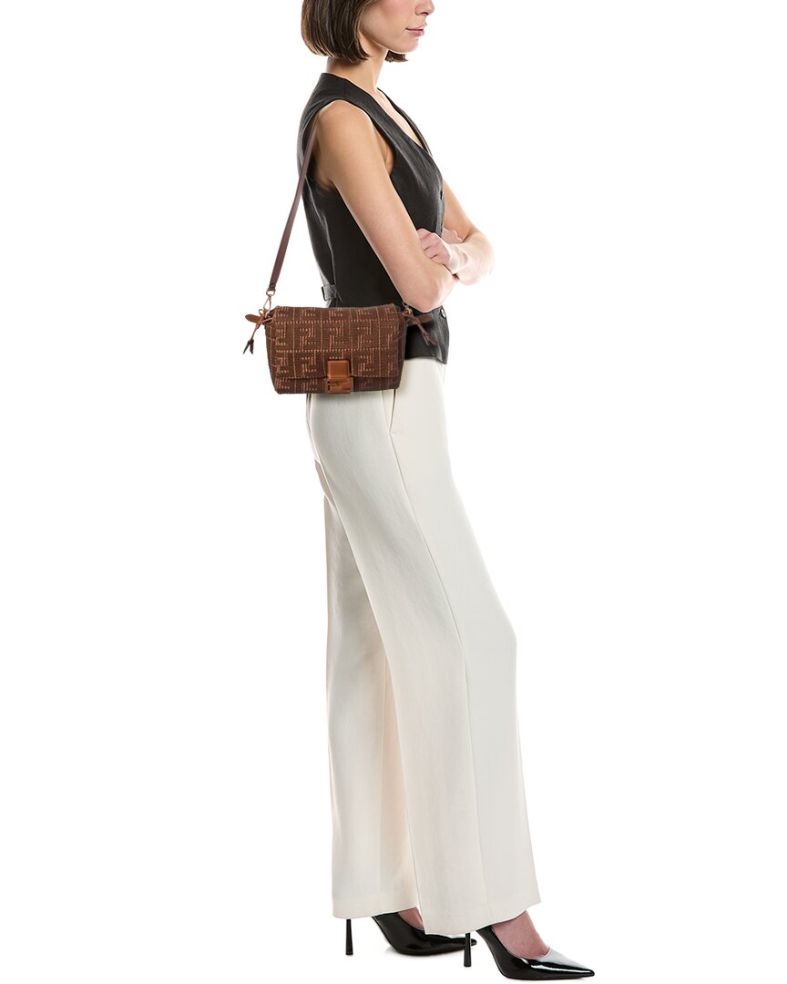 FENDI Fendi Mamma Baguette Medium Raffia Shoulder Bag
