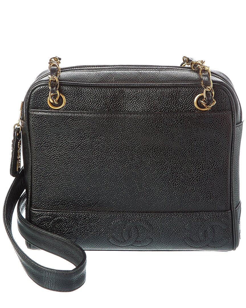 Chanel Chanel Black Caviar Golden Cross Shoulder Bag (Authentic Pre-Loved)