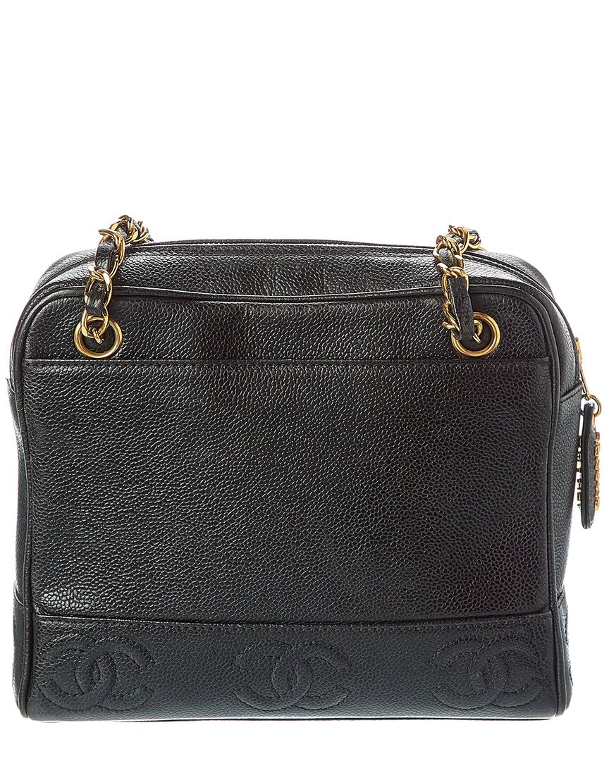 Chanel Chanel Black Caviar Golden Cross Shoulder Bag (Authentic Pre-Loved)