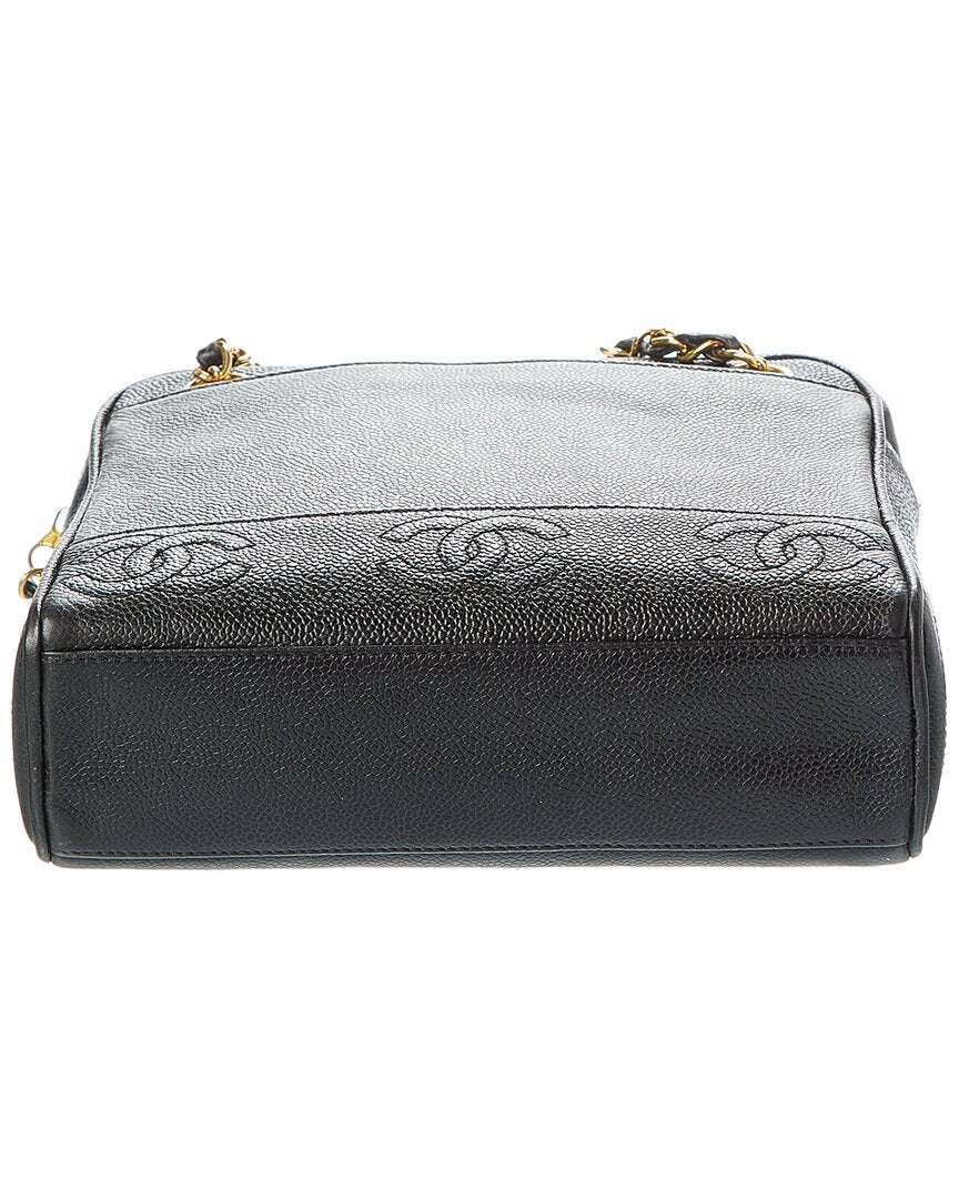 Chanel Chanel Black Caviar Golden Cross Shoulder Bag (Authentic Pre-Loved)
