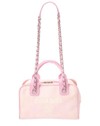 Pre-Owned Chanel Pink Canvas Deauville Bowling Bag (Authentic Pre-Loved)