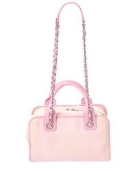Pre-Owned Chanel Pink Canvas Deauville Bowling Bag (Authentic Pre-Loved)