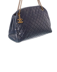 Pre-Owned Chanel Blue Calfskin Mademoiselle Bowler Shoulder Bag (Authentic Pre-Loved)