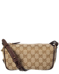 Gucci Gucci Half Horsebit Gg Canvas & Leather Mini Bag