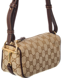 Gucci Gucci Half Horsebit Gg Canvas & Leather Mini Bag