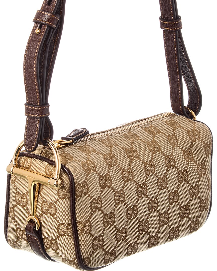 Gucci Gucci Half Horsebit Gg Canvas & Leather Mini Bag