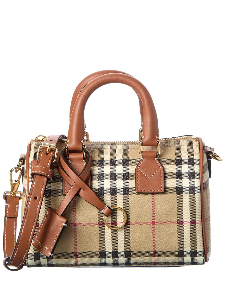 Burberry Burberry Mini Check Leather Shoulder Bag
