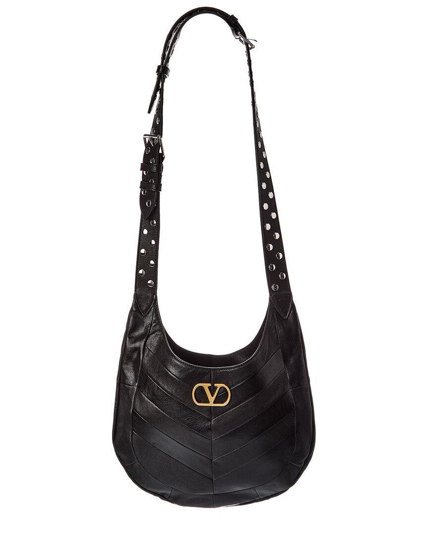 Valentino Valentino Vlogo Leather Hobo Bag