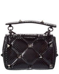 Valentino Valentino Roman Stud Medium Python Shoulder Bag