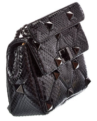 Valentino Valentino Roman Stud Medium Python Shoulder Bag