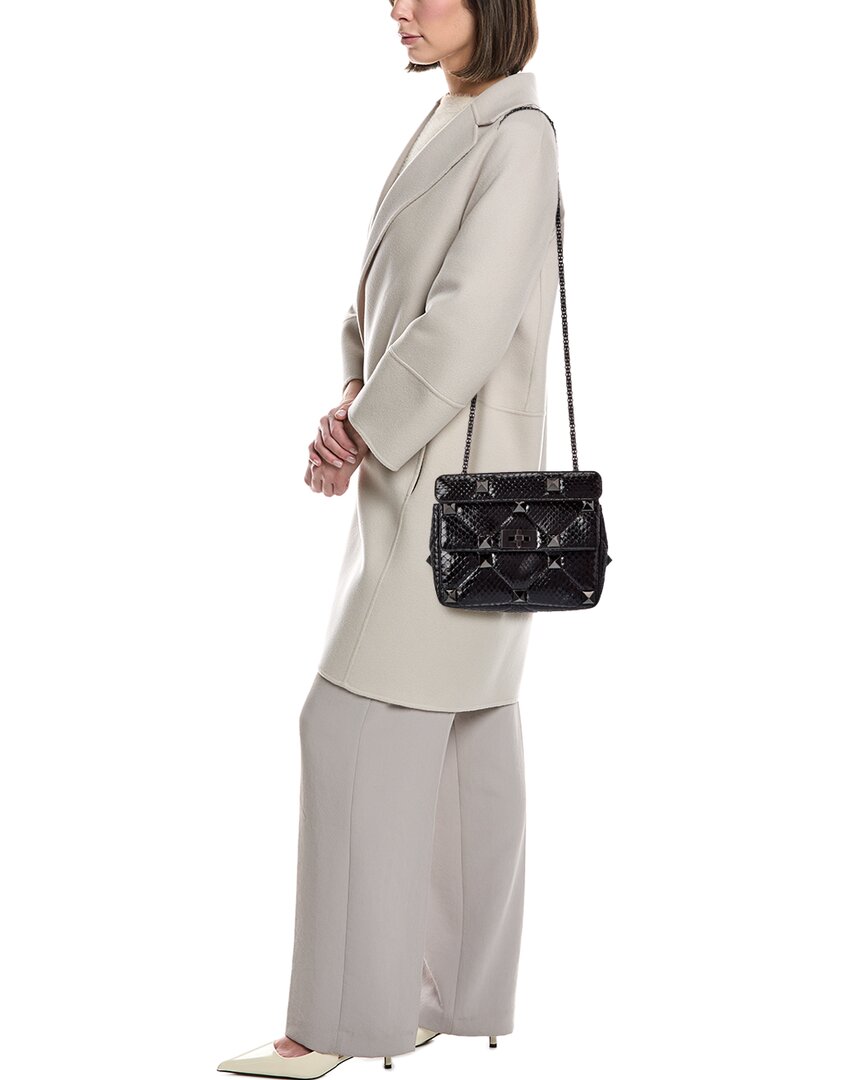Valentino Valentino Roman Stud Medium Python Shoulder Bag