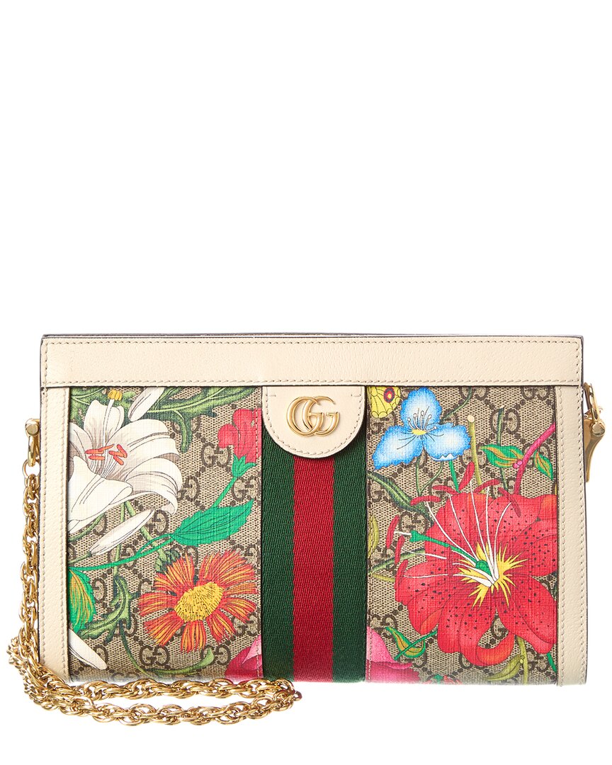 Pre-Owned Gucci Multicolor Gg Supreme Flora Coated Canvas Small Ophidia Chain Shoulder Bag