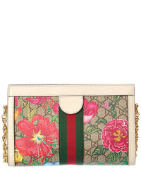 Pre-Owned Gucci Multicolor Gg Supreme Flora Coated Canvas Small Ophidia Chain Shoulder Bag