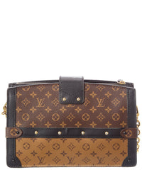 Pre-Owned Louis Vuitton Brown Monogram Reverse Coated Canvas Trunk Clutch (Authentic
