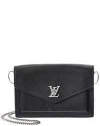Pre-Owned Louis Vuitton Black Grained Calf Leather Mylockme Chain Pochette (Authentic