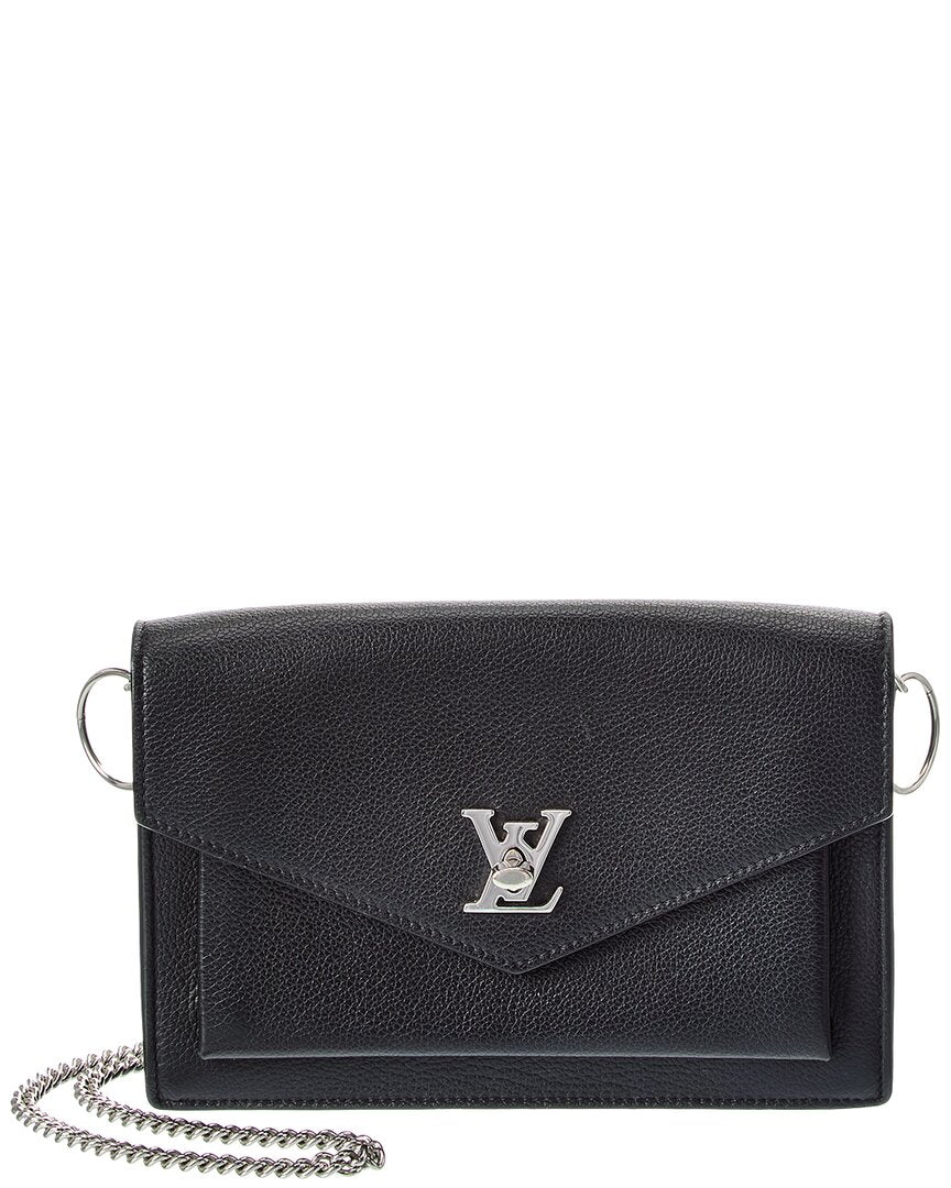 Pre-Owned Louis Vuitton Black Grained Calf Leather Mylockme Chain Pochette (Authentic
