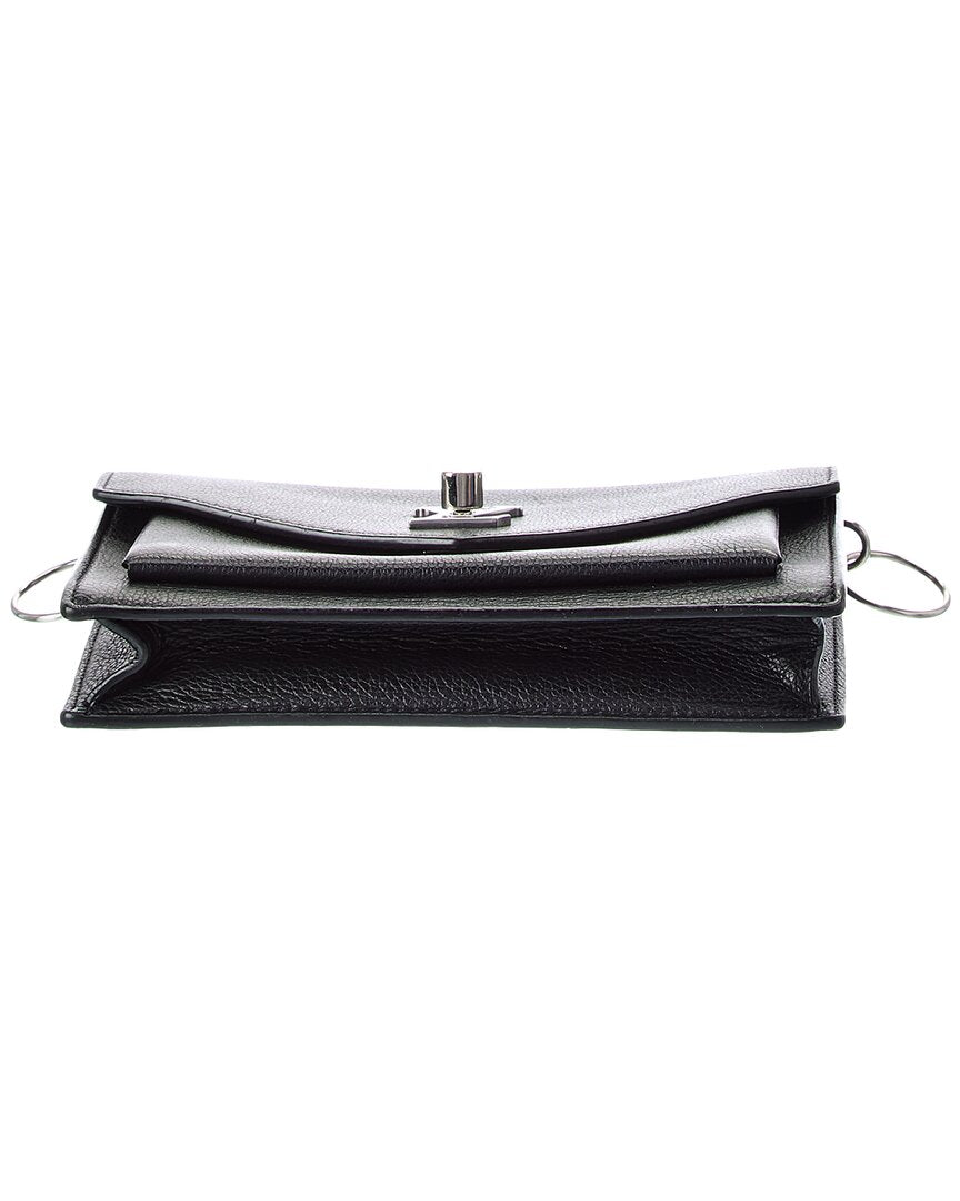 Pre-Owned Louis Vuitton Black Grained Calf Leather Mylockme Chain Pochette (Authentic