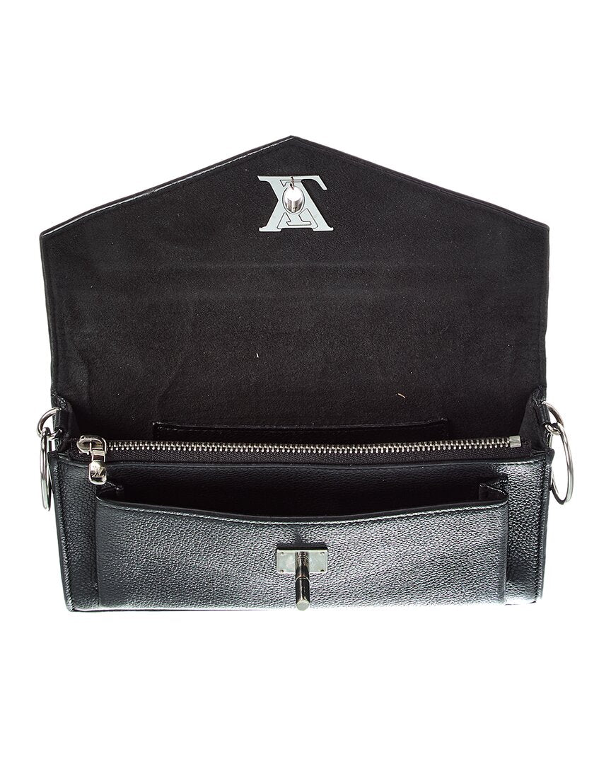 Pre-Owned Louis Vuitton Black Grained Calf Leather Mylockme Chain Pochette (Authentic