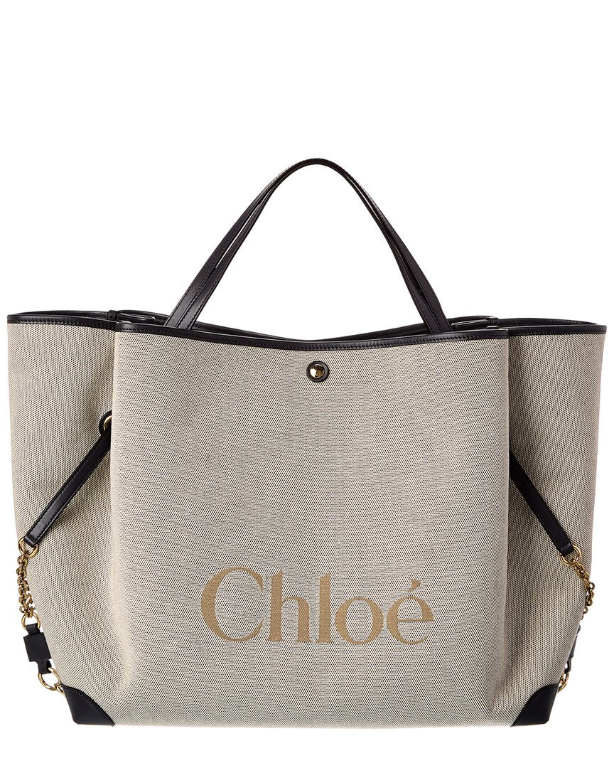 Chloé Chloé Clover Double Carry Canvas & Leather Tote