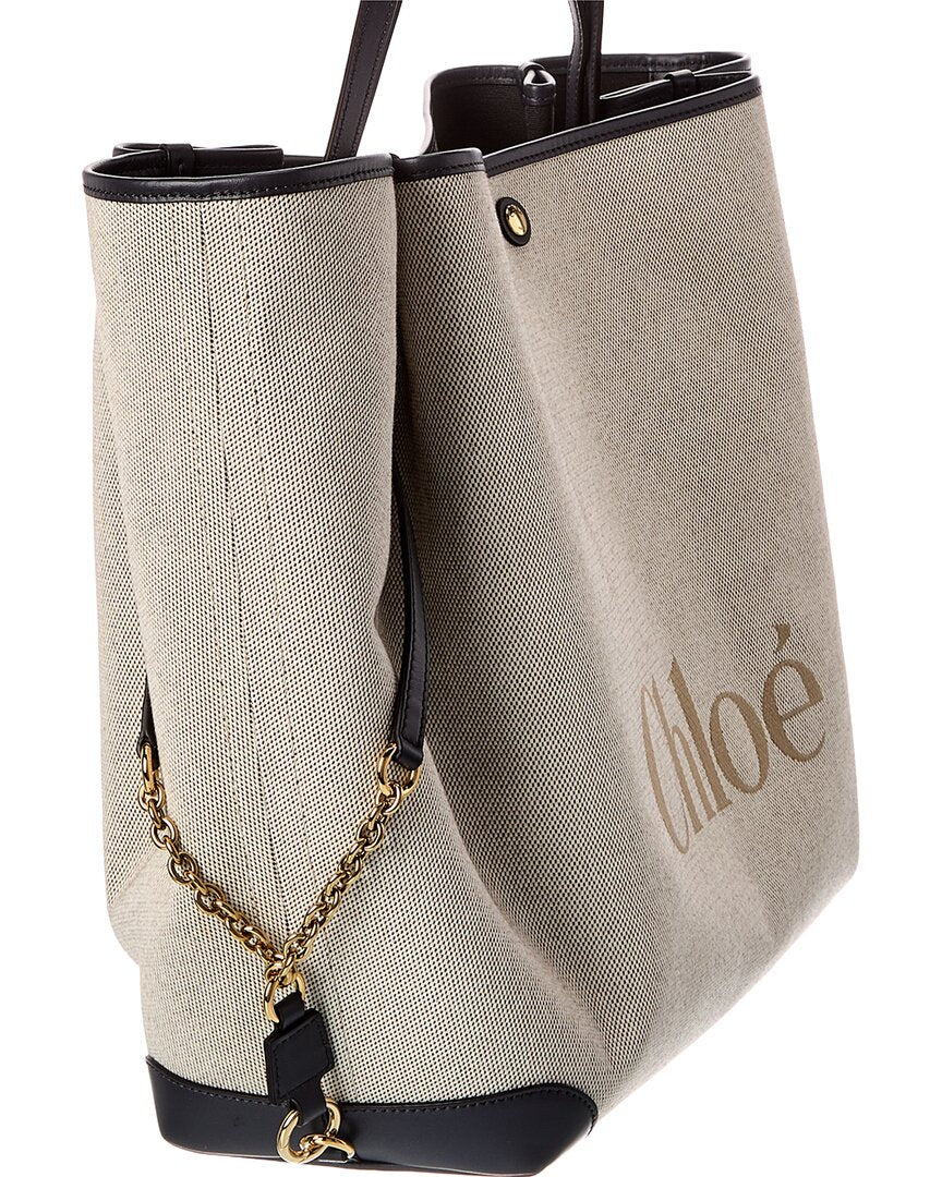 Chloé Chloé Clover Double Carry Canvas & Leather Tote