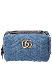 Gucci Gucci Blue Denim Pearl Marmont Gg Cosmetic Case (Authentic Pre-Loved)