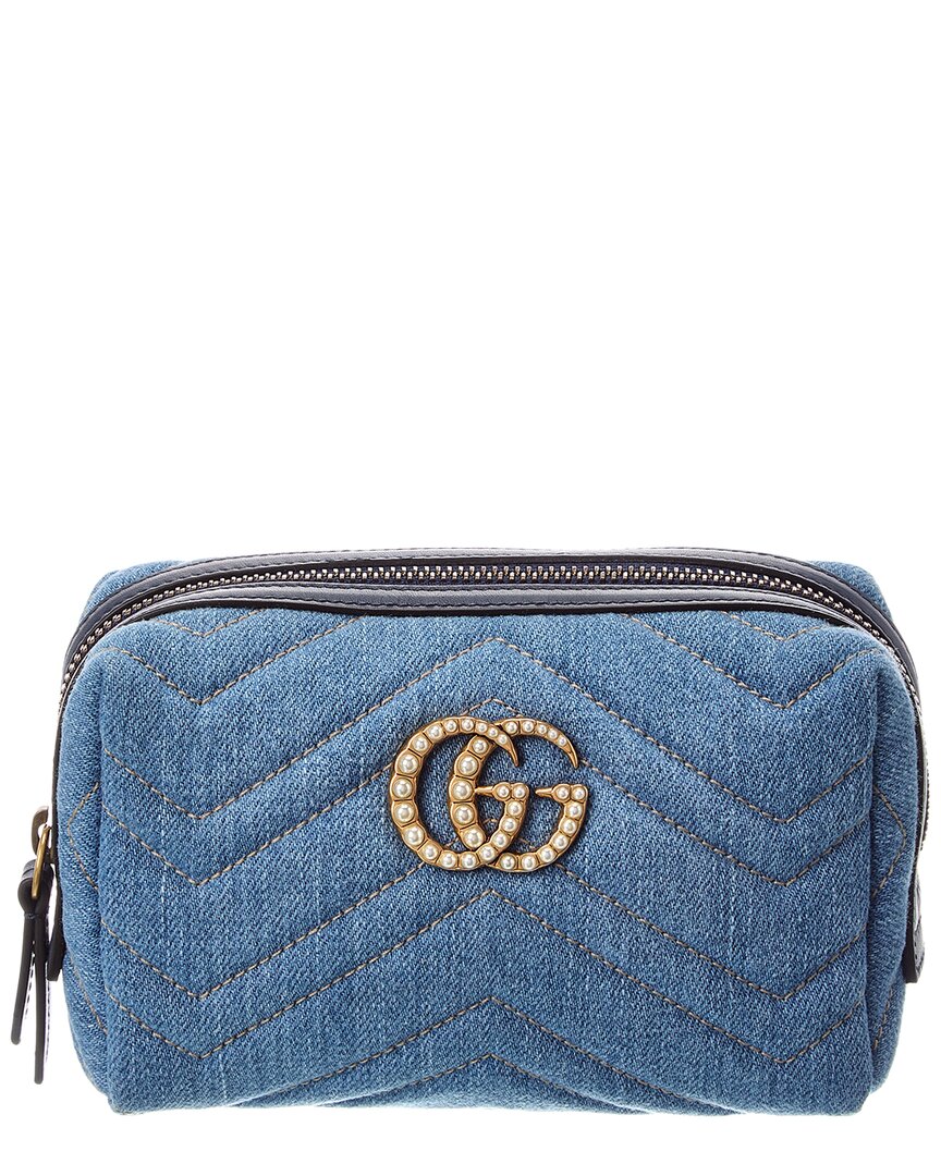 Gucci Gucci Blue Denim Pearl Marmont Gg Cosmetic Case (Authentic Pre-Loved)