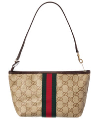 Gucci Gucci Web Small Gg Coated Canvas & Leather Pouch