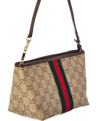 Gucci Gucci Web Small Gg Coated Canvas & Leather Pouch