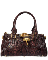 Chloé Chloé Paddington Snake-Embossed Leather Shoulder Bag
