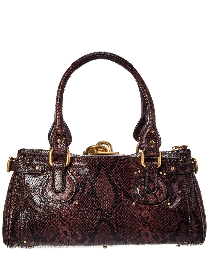 Chloé Chloé Paddington Snake-Embossed Leather Shoulder Bag