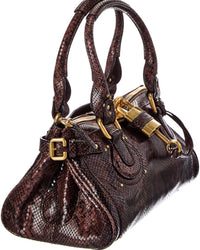 Chloé Chloé Paddington Snake-Embossed Leather Shoulder Bag