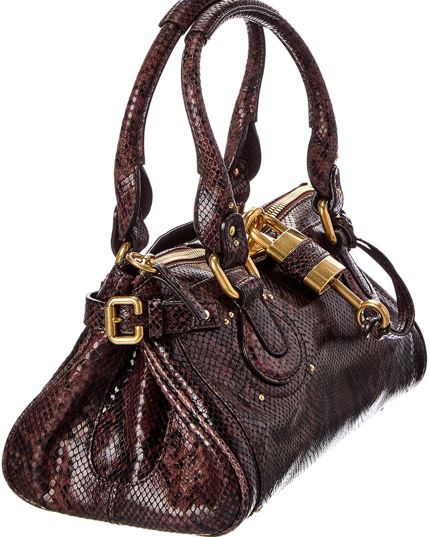 Chloé Chloé Paddington Snake-Embossed Leather Shoulder Bag