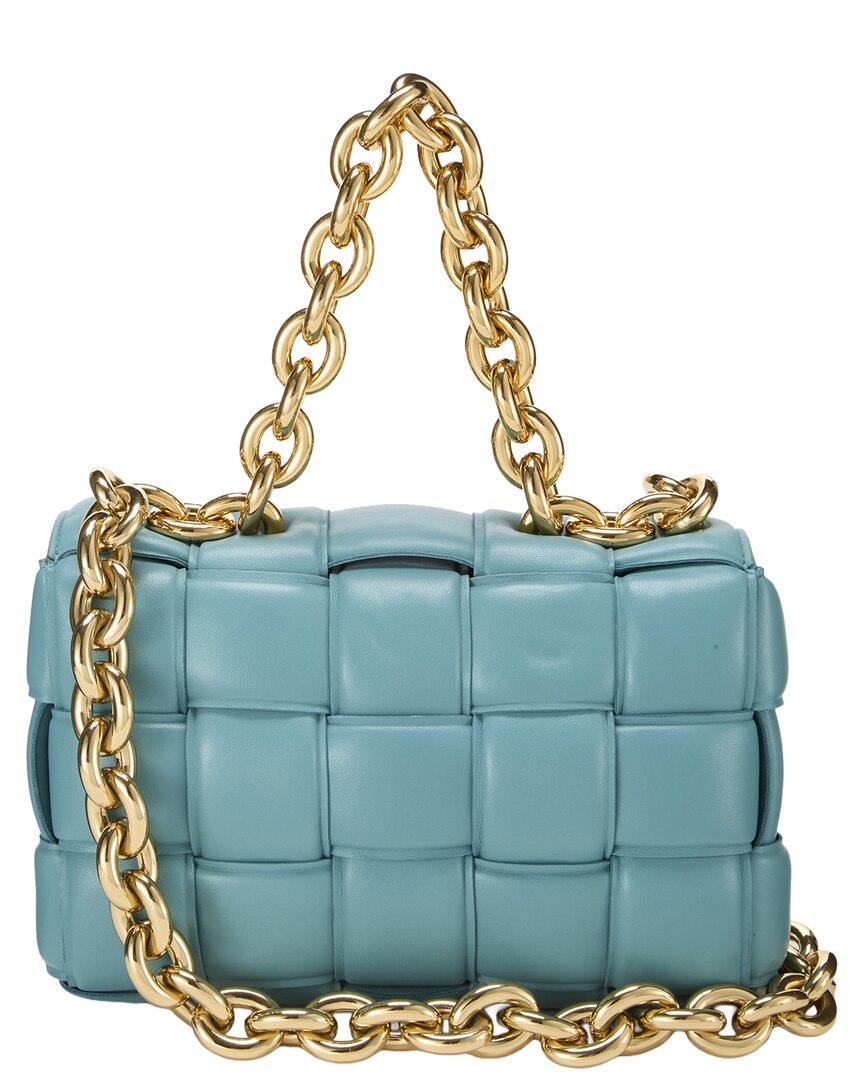 Bottega Veneta Bottega Veneta Blue Maxi Intrecciato Leather Padded Chain Cassette (Authentic