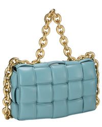 Bottega Veneta Bottega Veneta Blue Maxi Intrecciato Leather Padded Chain Cassette (Authentic