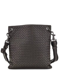 Bottega Veneta Bottega Veneta Brown Intrecciato Leather Flat Messenger Bag (Authentic Pre-
