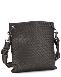 Bottega Veneta Bottega Veneta Brown Intrecciato Leather Flat Messenger Bag (Authentic Pre-