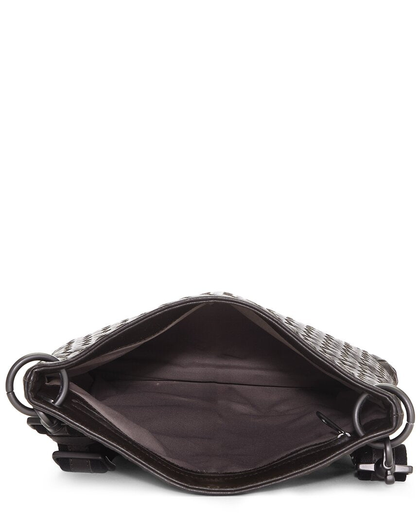 Bottega Veneta Bottega Veneta Brown Intrecciato Leather Flat Messenger Bag (Authentic Pre-