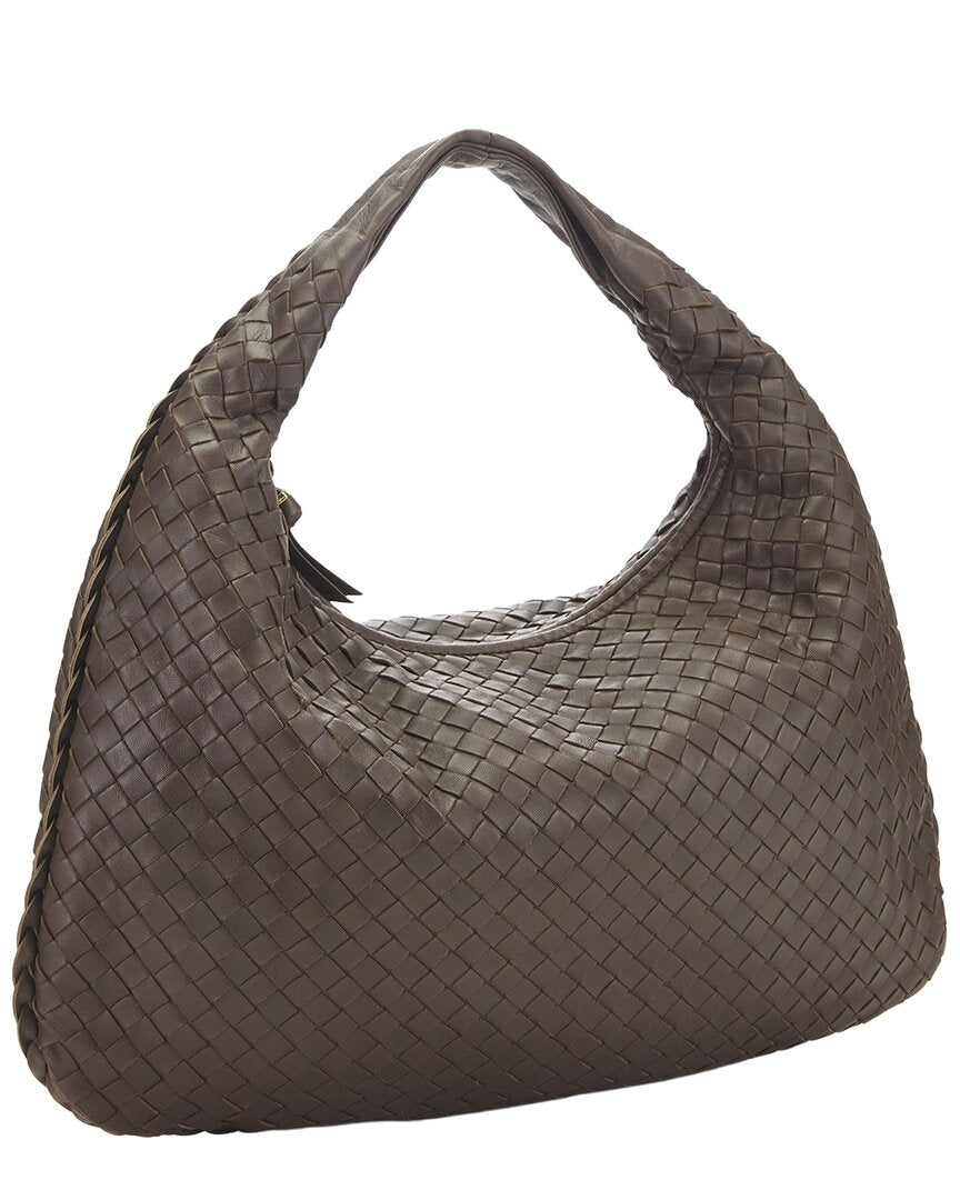 Bottega Veneta Bottega Veneta Brown Intrecciato Leather Veneta Hobo Medium (Authentic Pre-